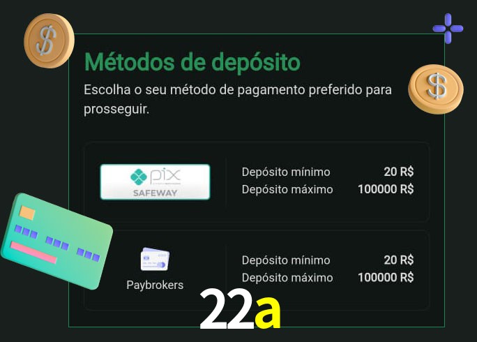 O cassino 22a oferece uma grande variedade de métodos de pagamento